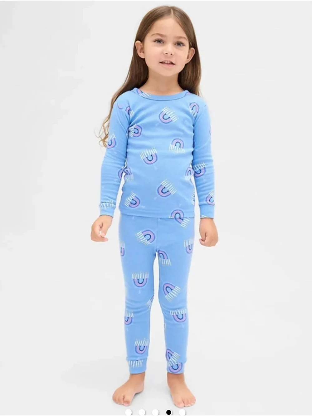 GAP Light Blue Rainbow Print Kids Pajama Set Hanukkah